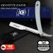 FOLDING BARBER SHAVETTE RAZOR/STRAIGHT CUT THROAT RAZOR IN GREY (NO BLADES) FOR MEN'S COMES WITH A LEATHER POUCH + BOX