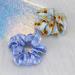 Daisy Flower Blue Hair Scrunchies 2PCS - Women's Silk Hair Accessories & Ponytail Holder Bracelet - Buy Online on GoSupps.com