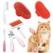 Crafterlife rabbit fur care set with pet failure plucking brush nail-knobs pet massage bathroom glove flea comb for rabbits puppies kitten guinea pig ferret small animals (red pink) red pink
