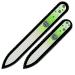 Washable Double Sided Nail File - Mont Bleu Set of 2 Glass Nail Files Hand Decorated with Crystals - Czech Tempered Glass - Best Nail Care - Crystal Nail Files Fern Green - Crystal