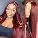 99J Straight Lace Front Wigs Human Hair Red Colored Wig Pre Plucked with Baby Hair for Black Women, 13x4 Burgundy Lace Frontal Wig Brazilian Virgin Human Hair Glueless (24 Inch)
