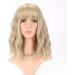 FAELBATY Blonde Bob Wig with Air Bangs | Synthetic Shoulder-Length Curly Wavy Cosplay Wig | Mix Blonde and Gold Color 12 - Buy Online on GoSupps.com