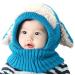 Tuopuda Baby Girls Boys Toddler Winter Hat Scarf Set Cutest Earflap Hood Warm Knit Hat Scarves with Ears Snow Neck Warmer Skull Cap for Kids 6-36 Months One Size blue
