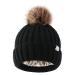 Hat Hut Toddler Beanie Satin Lined Beanie for Baby Winter Hats for Kids Bobble Hat Pom Pom Beanie for Boys Girls One Size A1-Black