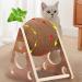Cat Scratcher Toy,Natural Sisal Rope Cat Scratching Ball Scratcher Toy with Ball for Cats& Kittens&Dogs&Puppy, Interactive Solid Wood Scratcher Pet Toy Medium