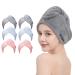 6 Pack Microfiber Hair Towel Wrap for Women and Men, 11" x 28",2 Button-Loop Closure,Super Absorbent Quick Dry Hair Turban for Drying Long, Curly,Thick Hair(2 Pink/Blue/ Grey) 2 Grey, 2 Pink,2 Blue