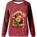 Womens Christmas Sweatshirt Snowman Penguin Print Raglan Pullover - Watermelon Red - Buy Online on GoSupps.com