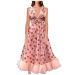uikmnh Teen Girls Going Out Dresses Glitter Strawberry Tea Sleeveless Long V-Neck Casual Cap Sleeve Ruffle Summer Dress Strawberry Pink Small