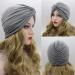 Beifon Women's Beanie Hat Turban - 2 Piece Elastic Printed Sleeping Cap for Hair Loss Muslim Headscarf - Black & Gray - Buy Online on GoSupps.com