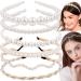 LAPOHI 6 Packs Fashion Pearl Headbands for Women Girls White Bridal Pearl Rhinestones Hairbands Head Bands Accessories for Wedding Gathering Daily