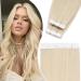 Elailite tape extensions real hair 30cm hair extension hair part with invisible glue 80g real human hair smooth #60 platinum blonde 40 pieces 30 cm #60 platinum blonde