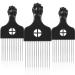 3 Packs Afro Pick Comb Metal Hair Pick Afro Braid Pick Hairdressing Detangle Wig Braid Hair Styling Comb Styling Tool