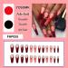 French Tip Black and Red Spider Web Fake Nails - Glitter Acrylic Coffin Press Ons for Women - Buy Online on GoSupps.com