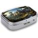 Pill Box with Woods & Castle Print - 2 Compartment Portable Pill Organizer | Decorative Metal Medicine Case for Pocket & Purse - Buy Online on GoSupps.com