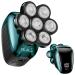 Head Shaver 7D, Wyklaus Upgrade 10 in 1 Head Shavers for Bald Men, Head Electric Razor with Nose Hair Sideburns Trimmer, Waterproof Wet/Dry Mens Grooming Kit, Anti-Pinch, LED Display(Green) 3-green