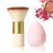 Professional Makeup Brush and Sponge Set - Beauty Blenders Concealer Sponge Makeup Kabuki Foundation Brush for Stippling Liquid Blending Face Brush Super Soft & Non Latex (2 PC)
