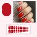 Red Press on Nails - Short Square Glossy Gel Fake Nails | Reusable Acrylic Manicure | 24 Pcs Classic Stylish Nail Art - Buy Online on GoSupps.com