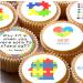 Autism Awareness 24 edible PRE CUT style kids childrens party decorations Wafer Paper Cupcake Fairy Cake Toppers