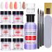 Acrylic Nail Kit, 6 Colors Acrylic Powder and Liquid Monomer Set with 3 Acrylic Nail Brushes Nail Forms for Professional Acrylic Nails Extension Carving Acrylic Nail Starter Kit for Beginners