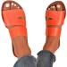 Bexdug Women's Simple Slide Sandals - Flat Rubber Open Toe Leisure Shoes | Size 40 EU | Stylish Home Footwear in Orange - Buy Online on GoSupps.com
