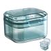 Three Layers Denture Box with Strainer Denture Box for Soaking Dentures and Storage Mouthguards Clear Dentures Braces Case for Daily Travel Cleaning(Blue)