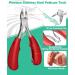 Podiatrist-Approved Super Sharp Nail Clippers for Thick & Ingrown Nails - Stainless Steel Cutters for Men, Women & Seniors - Professional Pedicure Tool Set (6 Pieces) in Red & Silver - Buy Online on GoSupps.com
