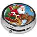 Merry Christmas Pattern Round Pill Box | 3 Compartment Portable Travel Medicine Organizer | Mini Decorative Pocket Vitamin Holder - Buy Online on GoSupps.com