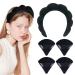 Spa Headband for Women  Makeup Headbands with Triangle Powder Puff  Sponge and Terry Towel Cloth Fabric Hair Band and Versed Headband for Face Washing  Makeup Removal  Shower  Skincare Black Black Heandband and Black Puf...