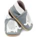 Dotty Fish Soft Leather Baby Shoes | Non Slip | Animal Designs | Boys & Girls | 0-6 Months to 4-5 Years | Grey Elephant - Buy Online on GoSupps.com