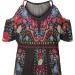 Womens Summer Cold Shoulder Top: Aztec Print Ethnic Style Graphic Tee, Black, X-Large - Buy Online on GoSupps.com