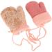 Ruixia Kids Winter Knitted Bear Gloves | Cute Cartoon Hang Neck Mittens | Newborn Baby Warm Thicken Cashmere Mittens | Full Finger Wrist Glove for Boy Girl 0-3Y | Deep Pink - Buy Online on GoSupps.com