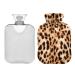 Hot Water Bottle 2L with Cover Leopard Print Animal Hot Water Bag for Pain Relief Hand Feet Warmer Winter