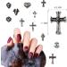 Punk Vintage Nail Charms Set - 72 Pcs 3D Cross, Stars, Hearts - Silver Chrome - DIY Nail Art Accessories for Women - Buy Online on GoSupps.com