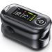 Pulse Oximeter 4 Color OLED Display Oxygen Monitor Fingertip with 20 × Memory Blood Oxygen Saturation Monitor (SpO2) Alarm & Brightness Adjustable Batteries & Lanyard (Black)
