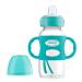 Dr. Brown’s® Milestones™ Wide-Neck Sippy Bottle with 100% Silicone Handles, Easy-Grip Bottle with Soft Sippy Spout, 9oz/270mL, BPA Free, Turquoise, 6m+