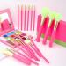 Docolor 18 Pcs Neon Pink Makeup Brushes Set - Professional Synthetic Cruelty-Free Brushes for Foundation, Powder, Blending, and More - Easy to Clean - Buy Online on GoSupps.com