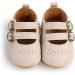 Anti-Slip Baby First Walking Shoes for Boys and Girls | Soft Sole Toddler Sneakers in Beige 19 Size | Infant PU Leather Prewalkers with Sock | 0-18 Months - Buy Online on GoSupps.com