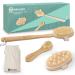 Nevlers Natural Boar Body Brush Set with Detachable Cellulite Brush, Long Wooden Handle for Dry Brushing and Face Brush | Perfect Kit to Exfoliate and Alleviate