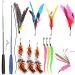 Goldge Cat Toys Feather Retractable Fishing Rod with 12 Refills Interactive for Indoor Cats and Kittens