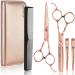 Hair Cutting Kit for Women - Barber Hair Cutting Scissors and Thinning Shears with Comb, Clips and Case by Lily England (Rose Gold)