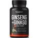 Panax Ginseng + Ginkgo Biloba Complex Capsules - with Korean Red Ginseng Root & Ginkgo Biloba Extract Supplement for Men & Women - Traditionally to Boost Energy & Support Brain Function- Vegan Pills 120 Count (Pack of 1)