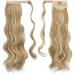 FESHFEN Long Wavy Ponytail Extensions 60cm - Light Ash Brown & Bleach Blonde | Clip-in Synthetic Hairpiece for Women and Girls - Buy Online on GoSupps.com