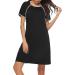 Sykooria Women's Maternity Nursing Nightdress - Short Sleeve V Neck Nightgown in Black - Soft Sleep Shirt for Pregnant Women - Buy Online on GoSupps.com