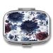 Pill Box Watercolor Dark Blue Pattern Print 2 Compartment Medicine Pill Case Pill Organizer Decorative Metal Portable Pill Box for Pocket Or Purse