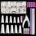 Natural Coffin Nails Tips, IKOCO Acrylic Nail Tips 500Pcs Ballerina False Nails Half Cover Nails with Case Glue Files and Buffers Clipper Brush for Nail Salons and DIY Nail Art (10 Sizes) Coffin White