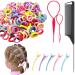 Baby Hair Ties Set-100Pcs Soft Hair Ties Small Rubber Hair Bands for Toddler Girls Kids 2Pcs Topsy Tail Hair Tools 5Pcs Duck Bill Hair Clips and 1Pcs Rat Tail Comb Hair Accessories Type C