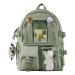 AoMoon Kawaii Backpack Lovely Pastel Rucksack for Teen Girls Aesthetic Student Bookbags with Kawaii Pin and Cute Accessories (Green-C)