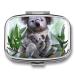 Koala Painting Small Pill Box Metal Pill Box Organizer with Lock Mini Medicine Box Portable Daily Vitamin Box Am Pm Single Pill Storage Box Tiny for Travel Purse Pocket