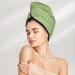 Hair Towel Wrap - Quick Drying Green Gingham Towel Turban with Button | International Shipping - Buy Online on GoSupps.com