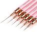 Striping Nail Art Brushes, Yasterd 6pcs Super Fine Striper Brush Set for Long Lines, Thin Details, Fine Drawing, Delicate Coloring, Elongated Lines, Pink Metal Handle Nail Brushes for Nail Art Fine Designs-Sizes 5/7/9/11/15/25mm